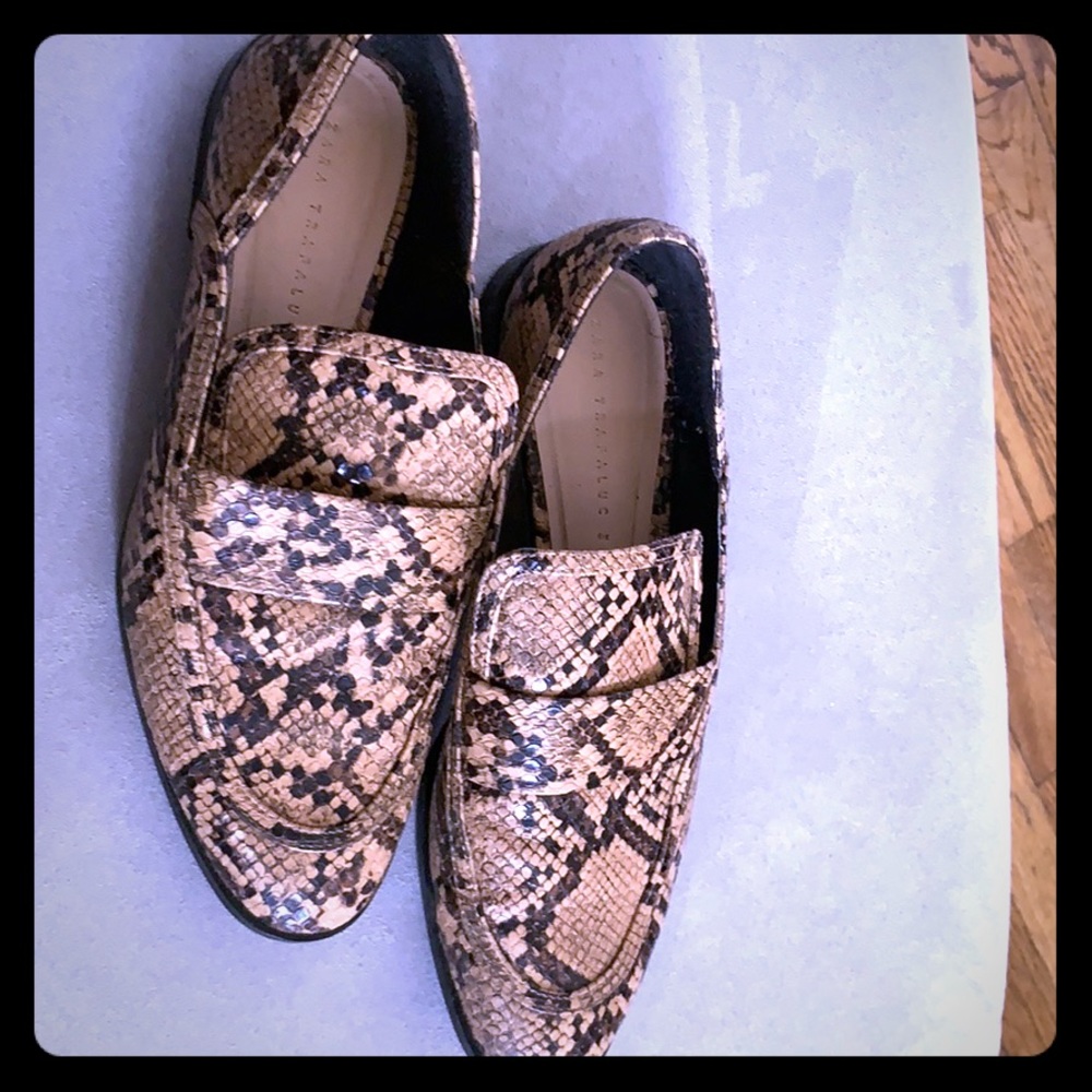 Zara snakeskin loafers